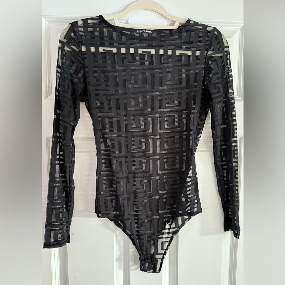 Black sheer bodysuit, size Small